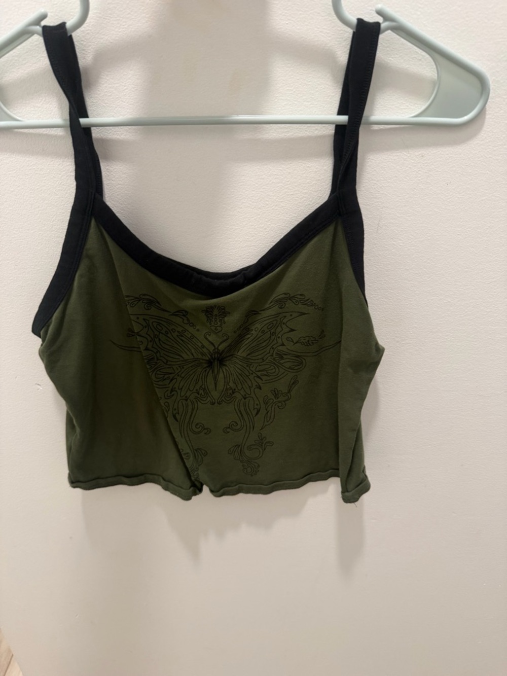 Hot Topic Olive Green and Black Thorn & Fable Top